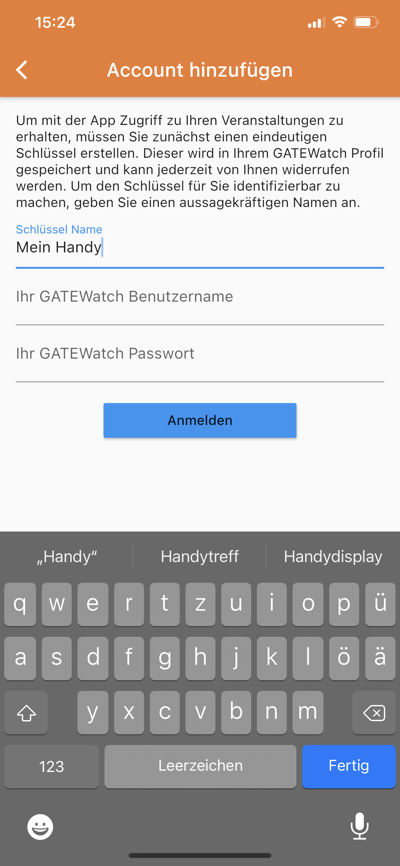 GATEWatch Console: neuer Account